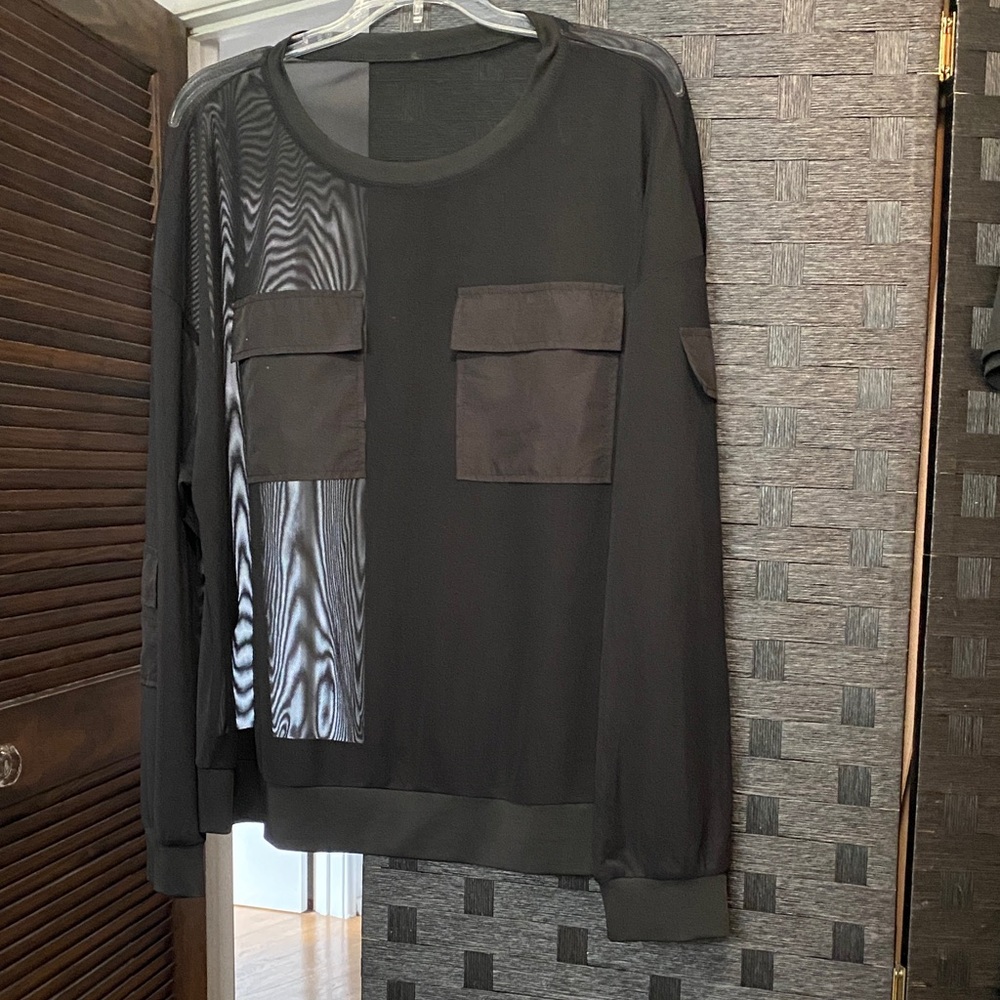 Express Black Sheer Long Sleeve Top